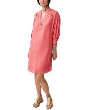 J. Mclaughlin NWOT Nylee Linen Dress XS 3/4 Sleeve Coral Pink Costal Casual Chic